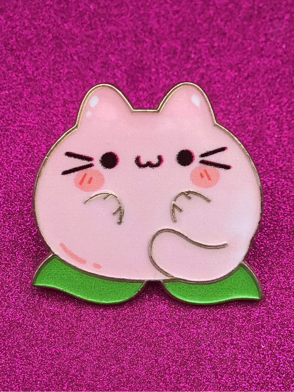 Peach Cat Enamel Pin